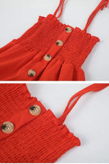 Front-breasted White Elastic Waist Sling Strap Dress