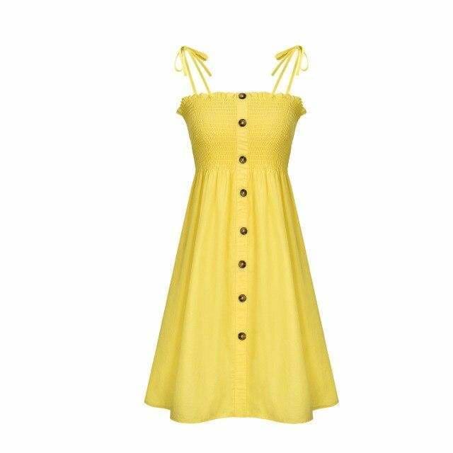 Front-breasted White Elastic Waist Sling Strap Dress
