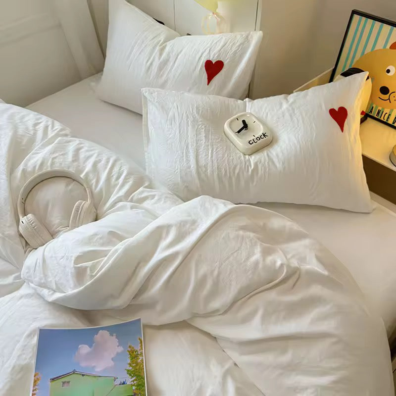 White Heart Coquette Bedding Set
