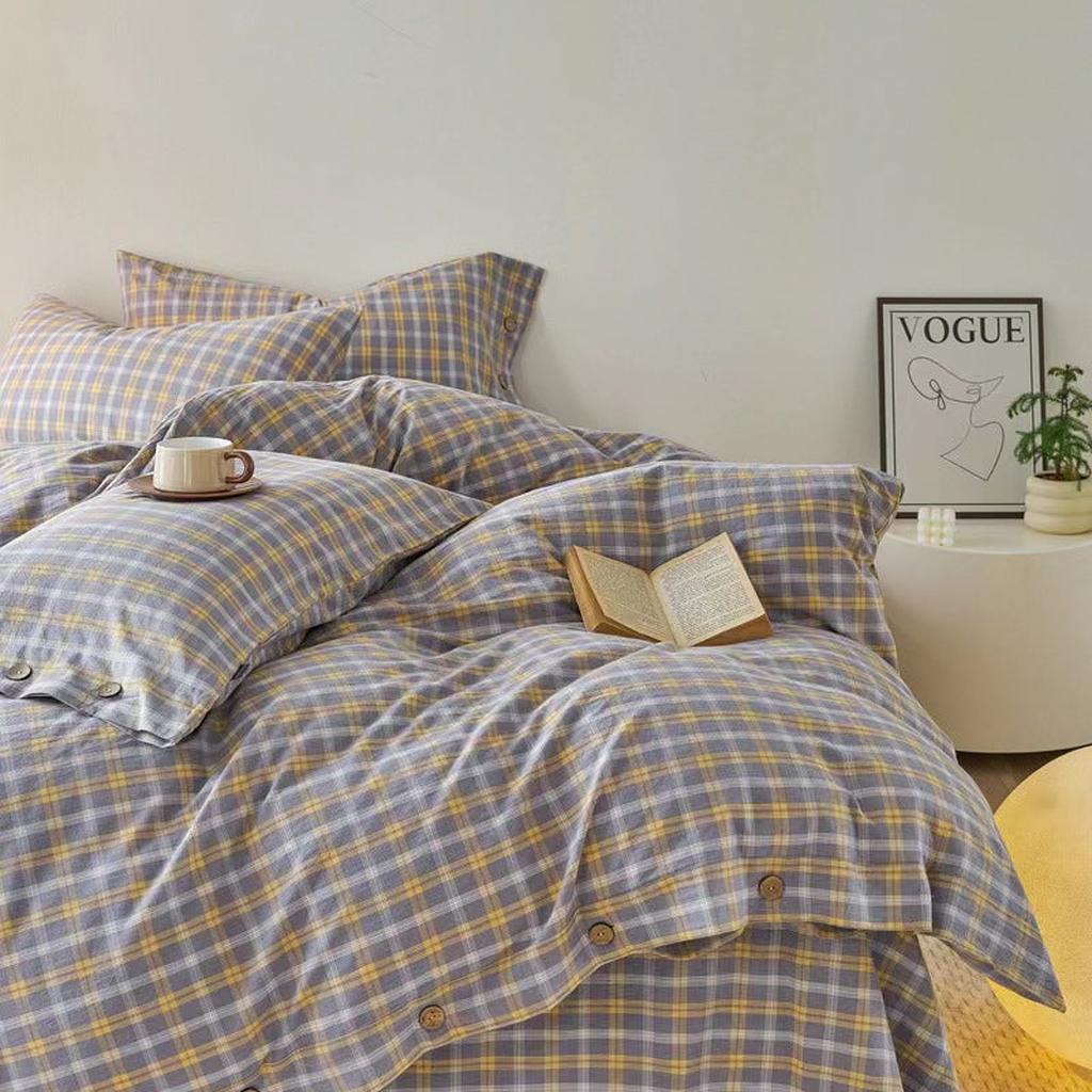 Gingham Bedding Set - Orange