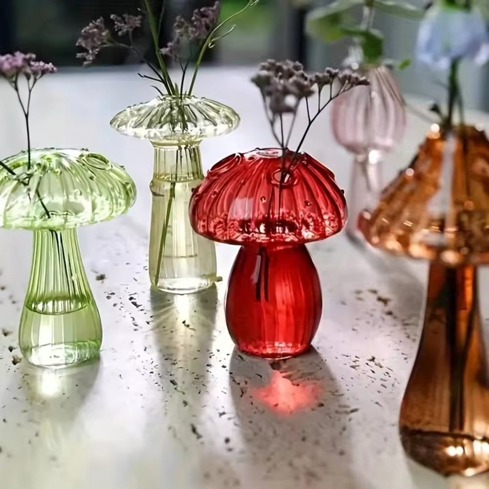 Glass Colorful Mushroom Vase