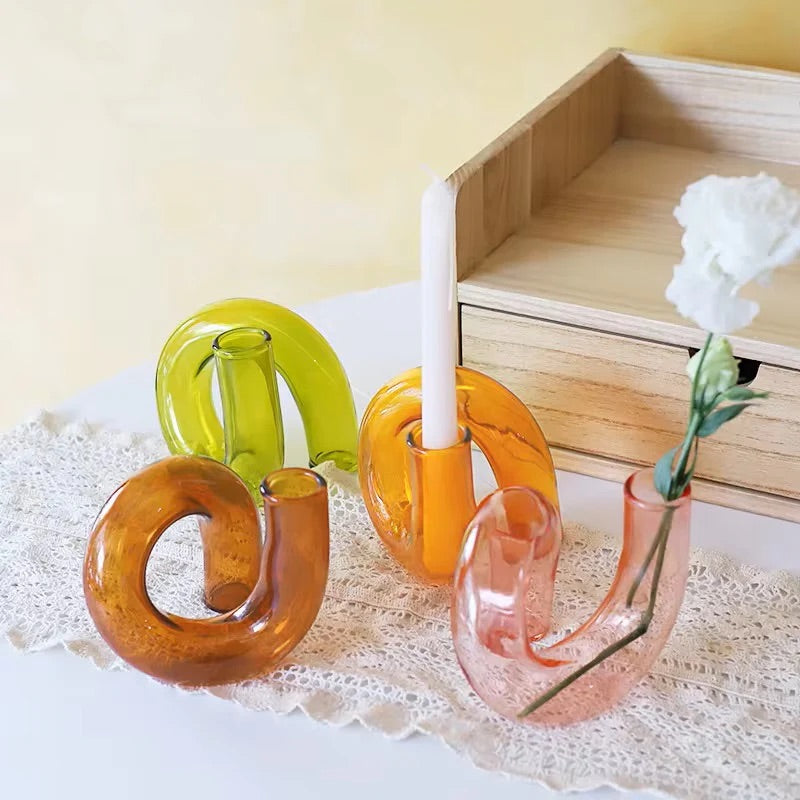 Twist Glass Candlestick Holder
