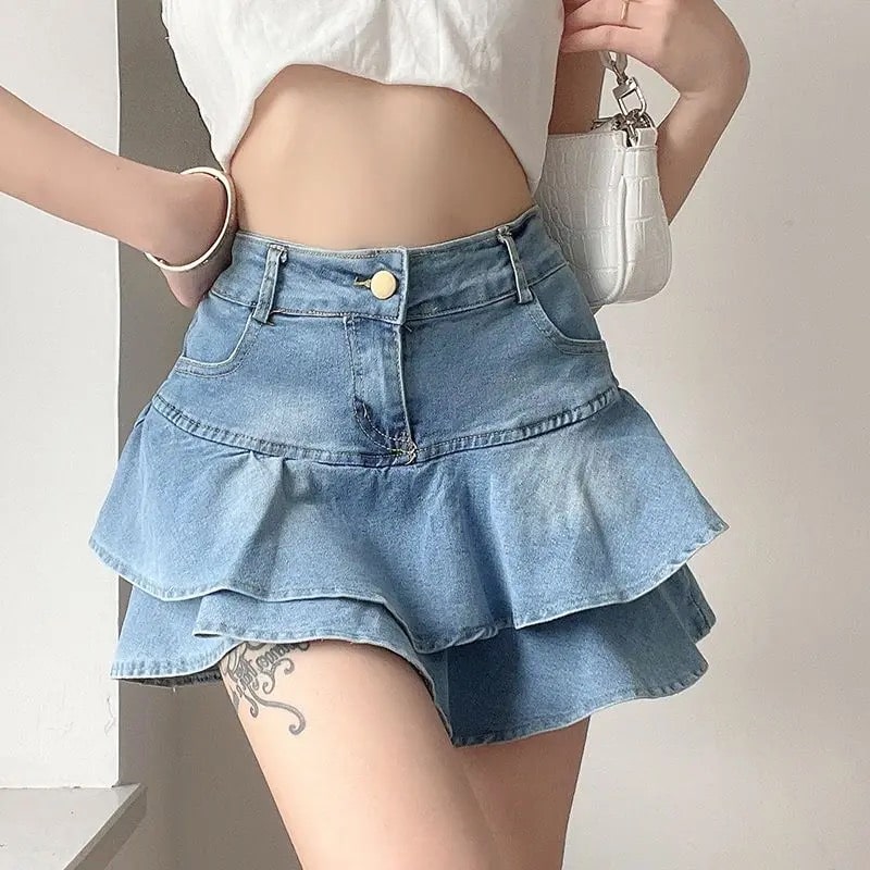 Y2K Coquette Vintage Denim Skirt