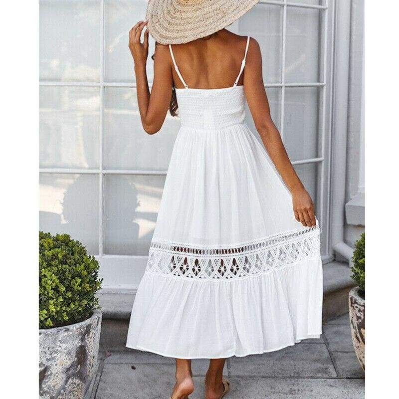 Summer Vintage Sleeveless V-Neck Boho Long Dress