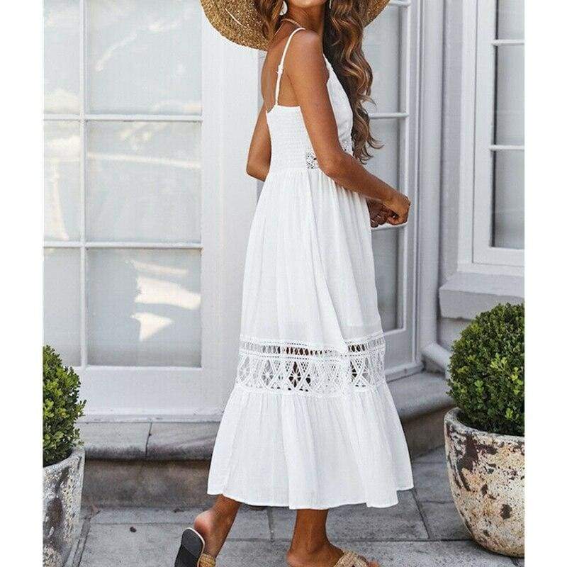 Summer Vintage Sleeveless V-Neck Boho Long Dress