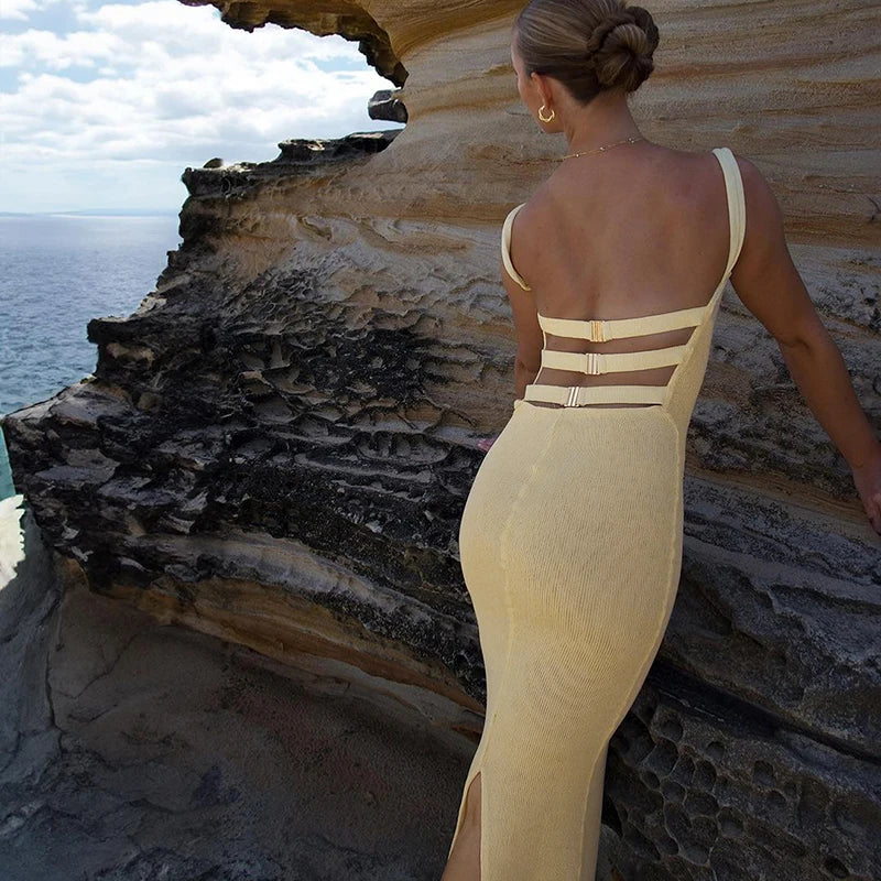 Fit Wrap Bodycon Vintage Knitted Long Club Party Maxi Dress
