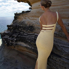 Fit Wrap Bodycon Vintage Knitted Long Club Party Maxi Dress