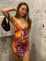 Vacation Outfits Hollow Out Twist Front Body Con Club Wear Cut Out Dress