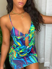 Vacation Outfits Hollow Out Twist Front Body Con Club Wear Cut Out Dress