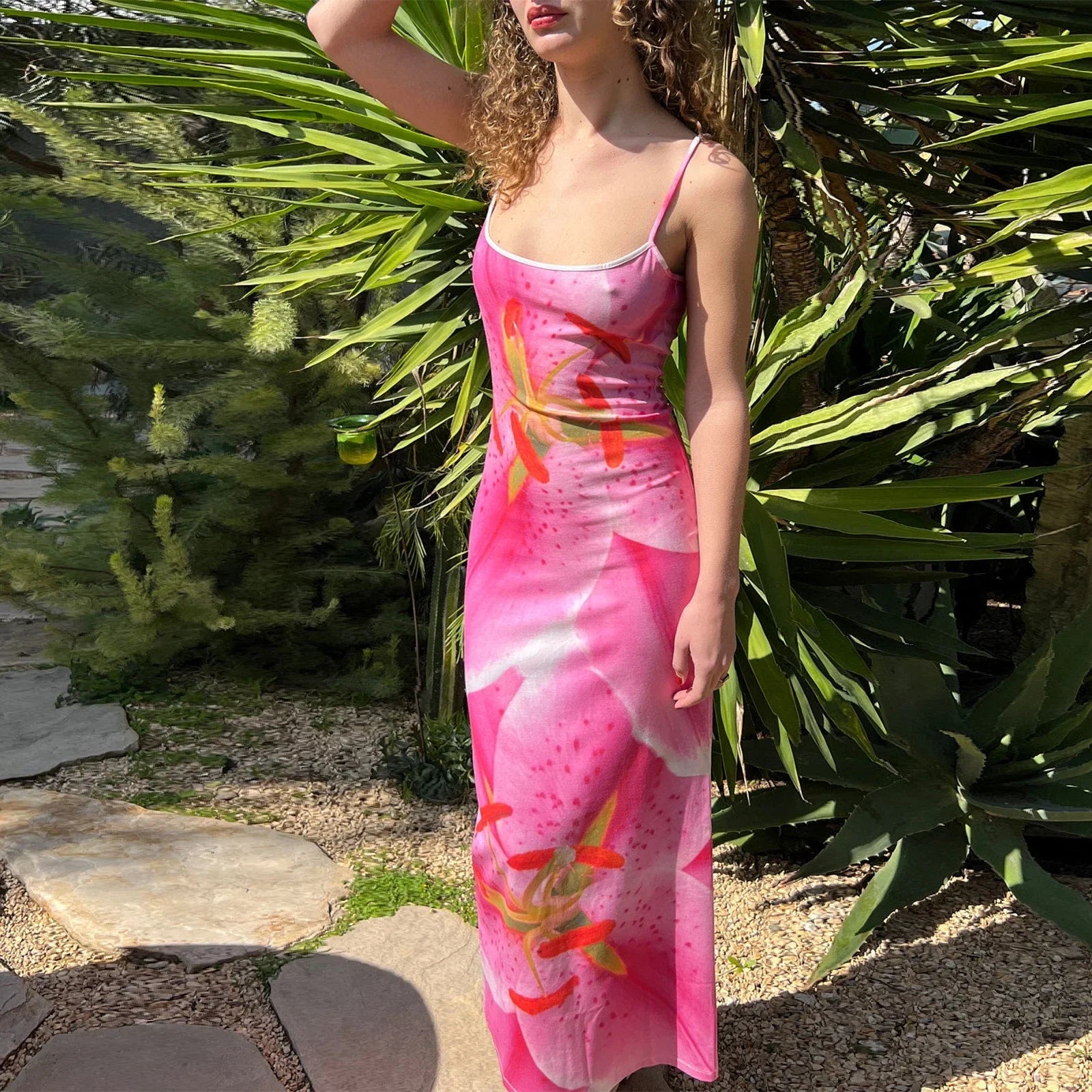 Casual Printed Backless Bodycon Slim Boho Long Sundress Maxi Dress