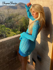 Summer Outfits Backless See Through Hollow Out Mini Cut Out Dress