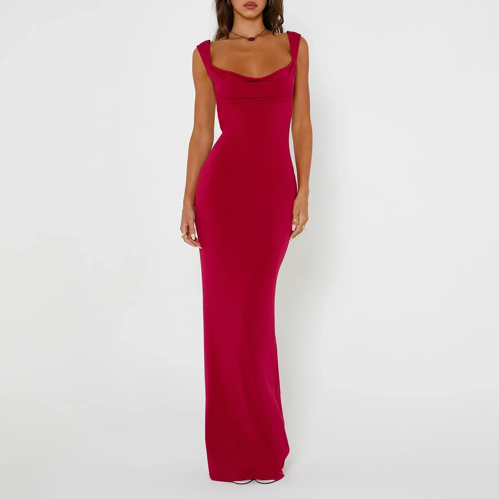 Backless Bodycon Spring Scoop Neck Bow Tie Open Back Party Cocktail Maxi Dress