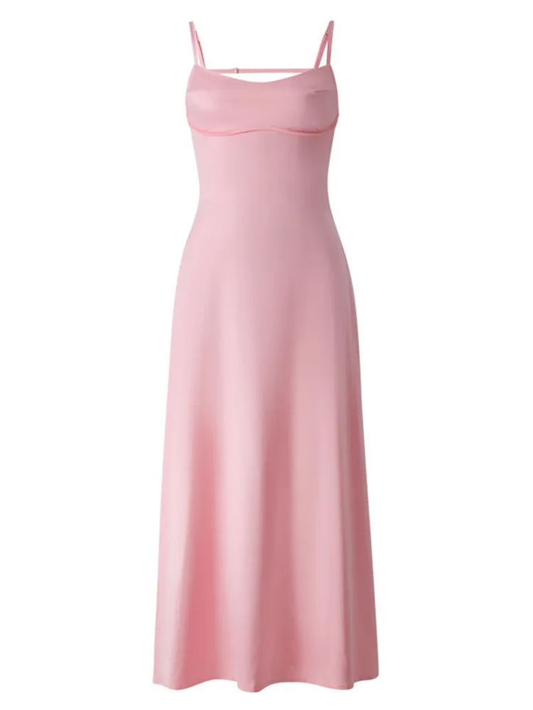 Bodycon Ladies Low Cut Spaghetti Sleeveless Sling Long Streetwear Maxi Dress
