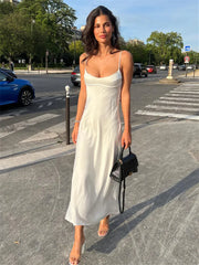 Bodycon Ladies Low Cut Spaghetti Sleeveless Sling Long Streetwear Maxi Dress