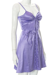 Y2K Spaghetti Strap Lace Patchwork Cut Out Cami Sleeveless Mini Dress