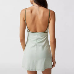 WomenY2K Halter Neck Backless Lace Up Bodycon Sling Summer Beach Cut Out Dress