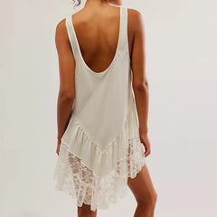 Y2k Spaghetti Strap Mini Sleeveless Scoop Neck Ruffle Flowy Short Lightweight Party Midi Dress