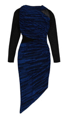 LONG SLEEVE BANDAGE DRESS IN NAVY BLUE