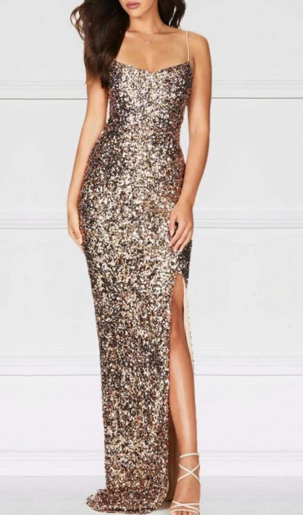 SEQUINS CONDOLE BELT MIDI DRESS