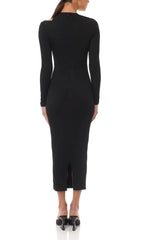 LONG SLEEVES CUT OUT MIDI DRESS IN BLACK