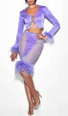 FEATHER TWO PIECE SET IN PURPLE