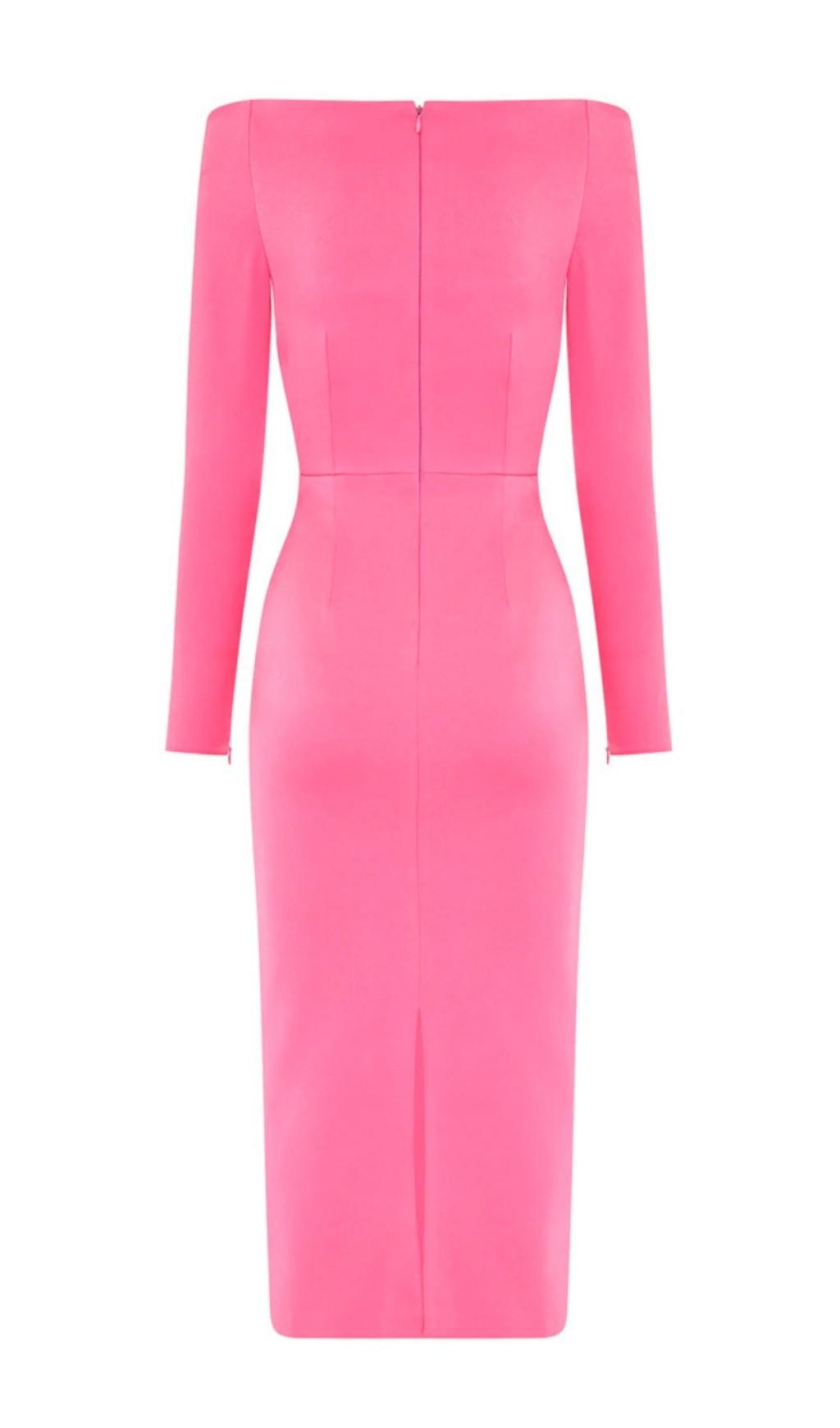 PINK BOW BANDAGE MIDI DRESS