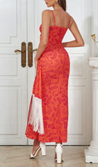 HALTERNECK BACKLESS FLORAL MAXI DRESS