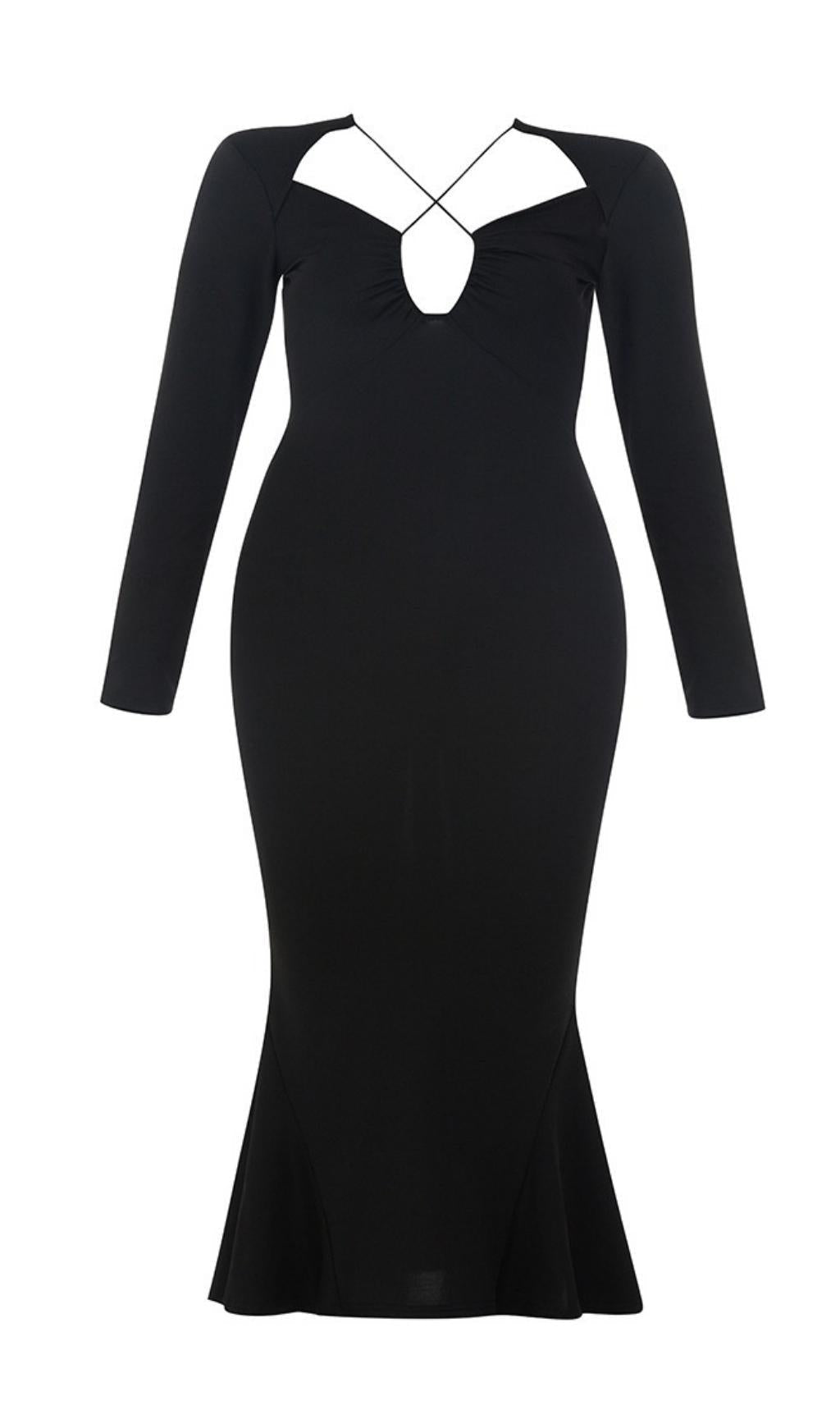 PLUS SIZE LONG SLEEVES MIDI DRESS