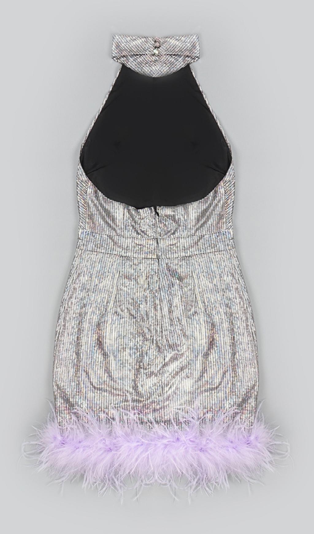 SEQUIN BACKLESS MINI DRESS IN SILVER