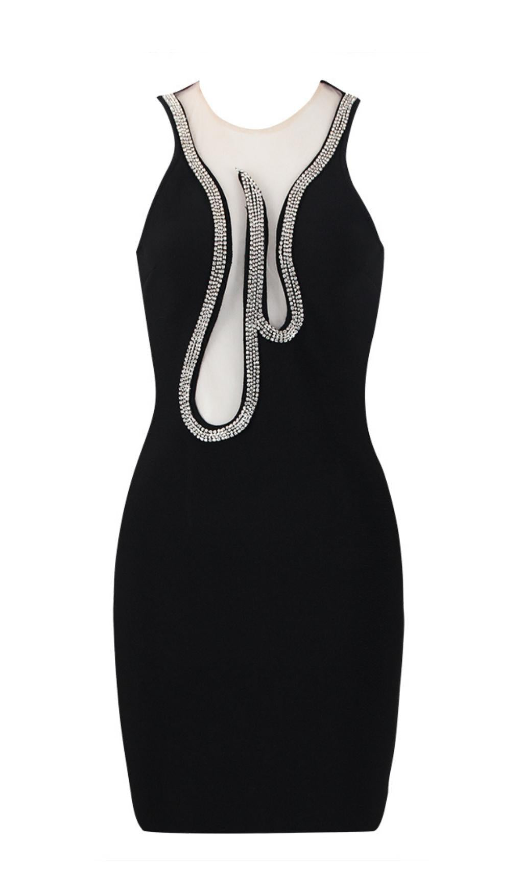 CUT OUT CRYSTAL MINI DRESS