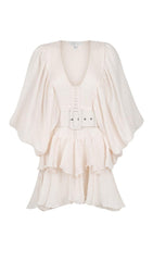 PLUNGED DRAPED MINI DRESS