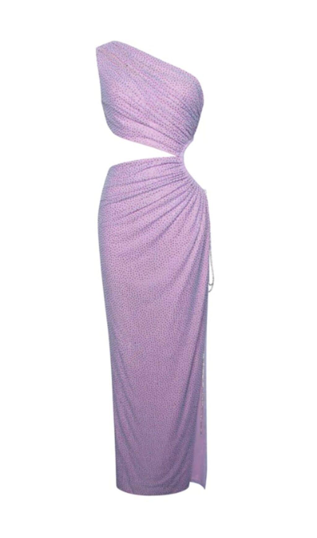 TINSLEY PURPLE HIGH SLIT CUTOUT CRYSTAL EMBELLISHED DRESS