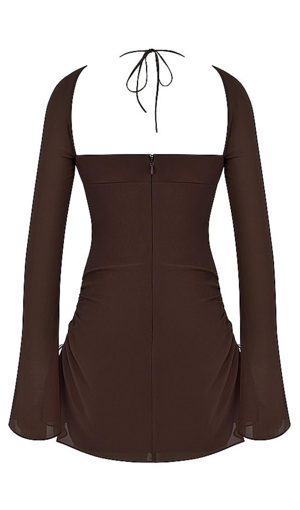 LONG SLEEVE HALTER MINI DRESS