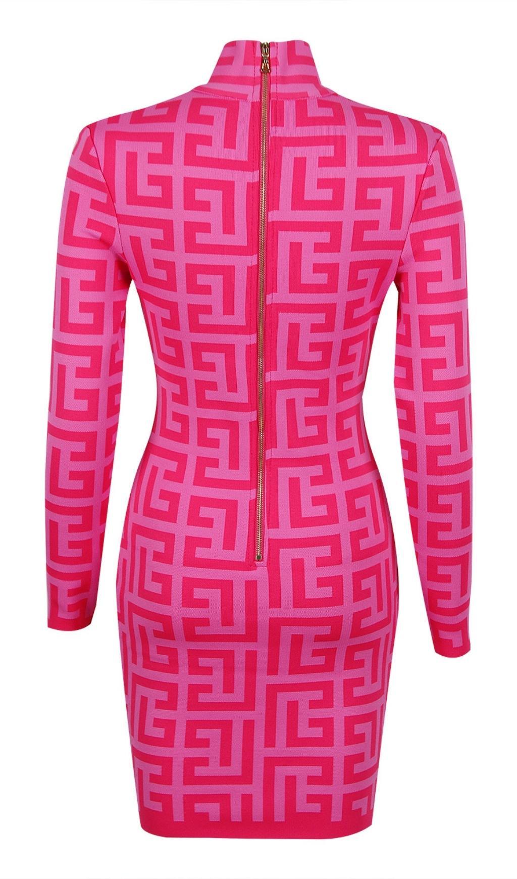 LONG SLEEVE MINI DRESS IN PINK