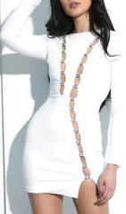 BODYCON SPLIT DRESS IN WHITE