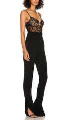 LACE BANDAGE JUMPSUIT IN BLACK