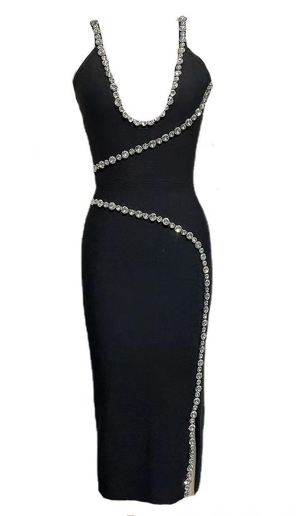 DIAMOND MAXI DRESS IN BLACK