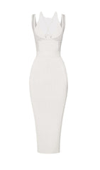 DEEP V MAXI DRESS IN WHITE