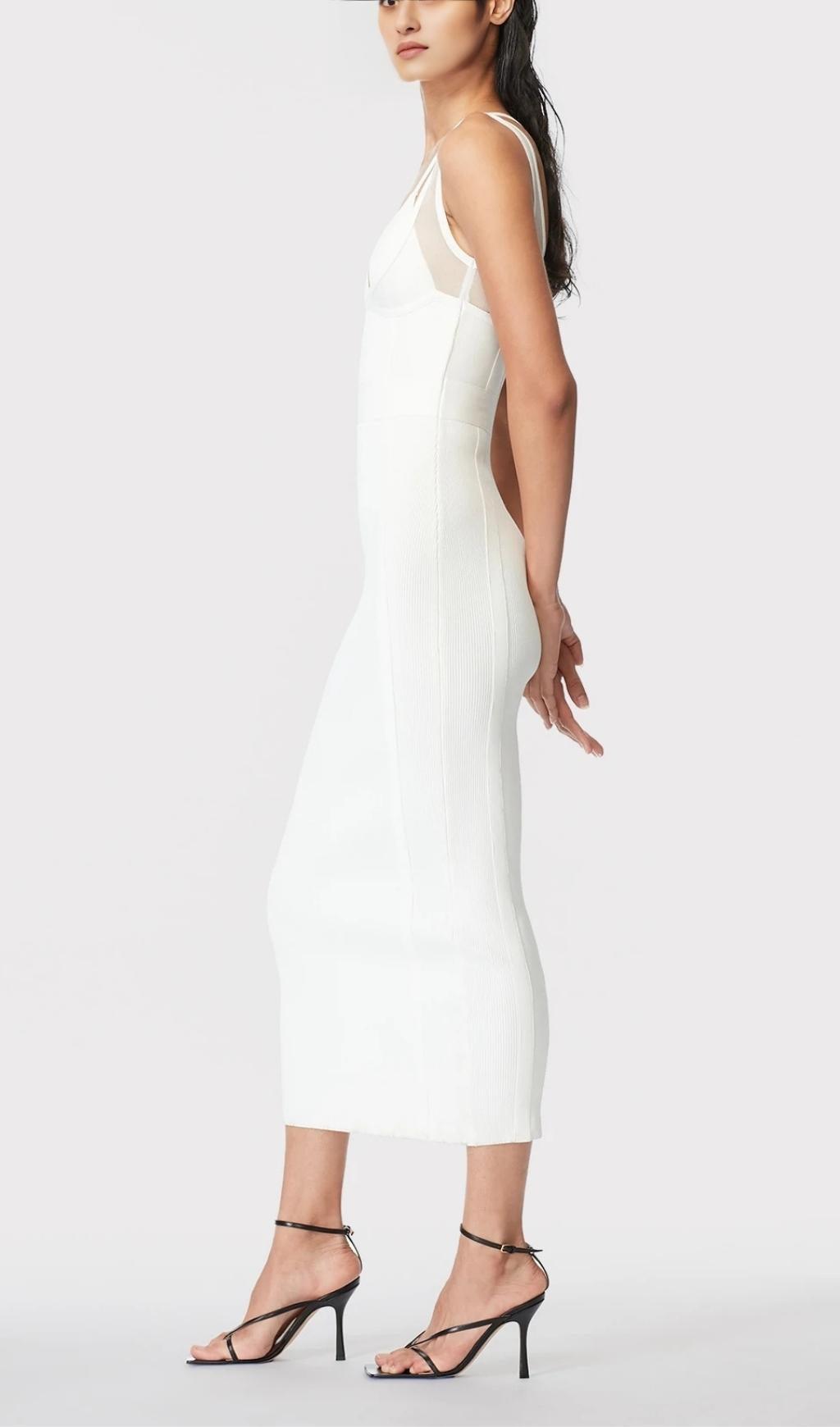 DEEP V MAXI DRESS IN WHITE