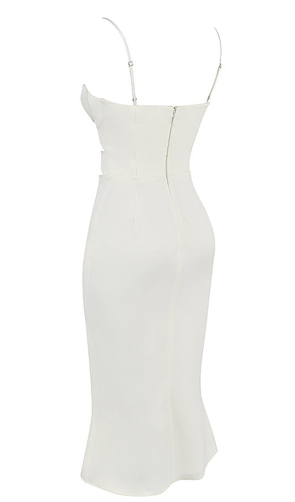 SATIN CUTOUT CORSET DRESS IN WHITE