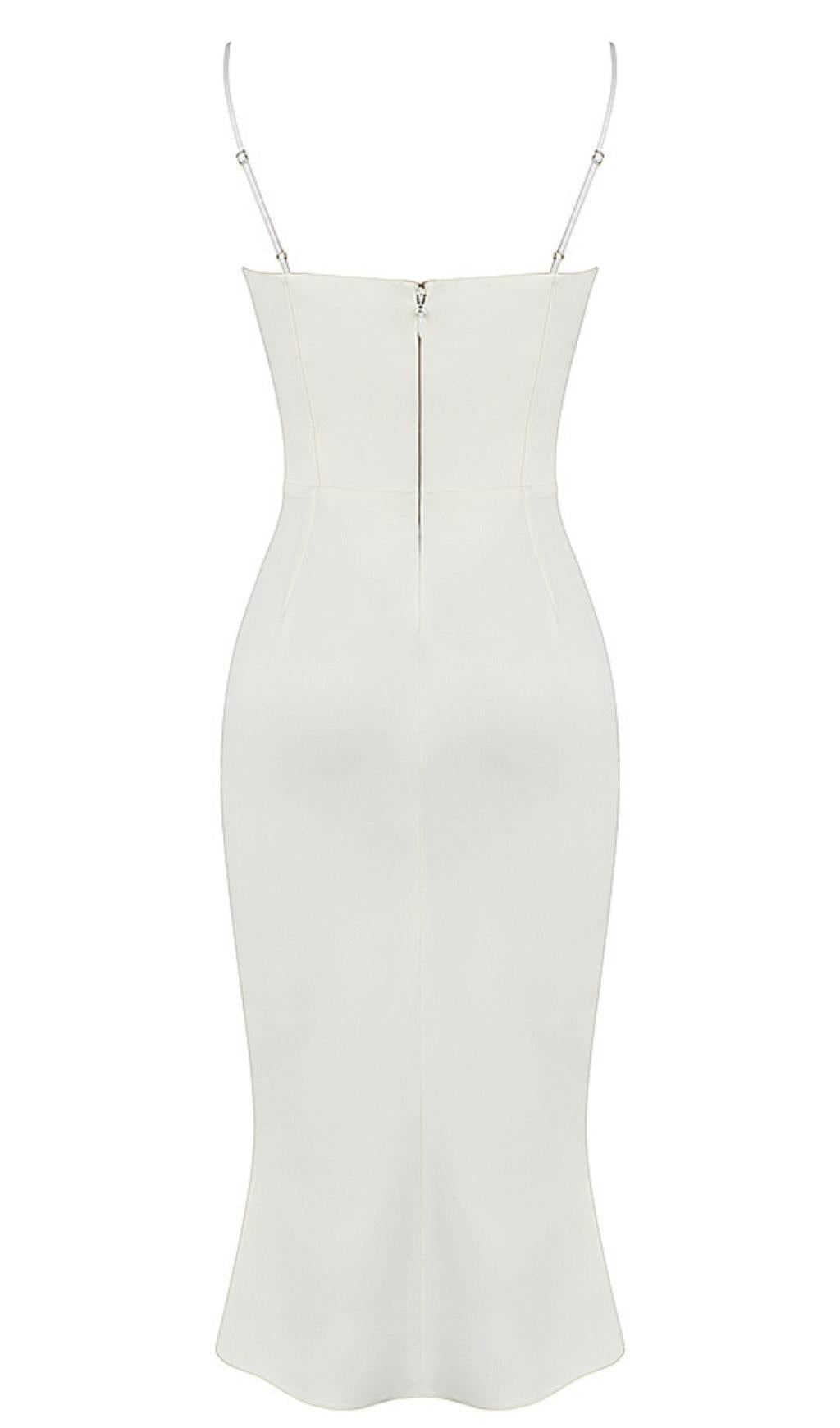 SATIN CUTOUT CORSET DRESS IN WHITE