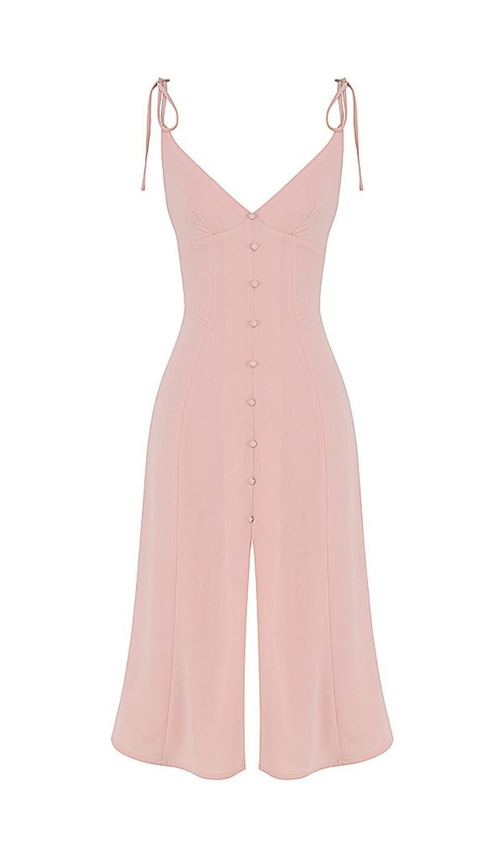 SLIPT MIDI SUN DRESS IN BLUSH PINK