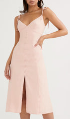 SLIPT MIDI SUN DRESS IN BLUSH PINK