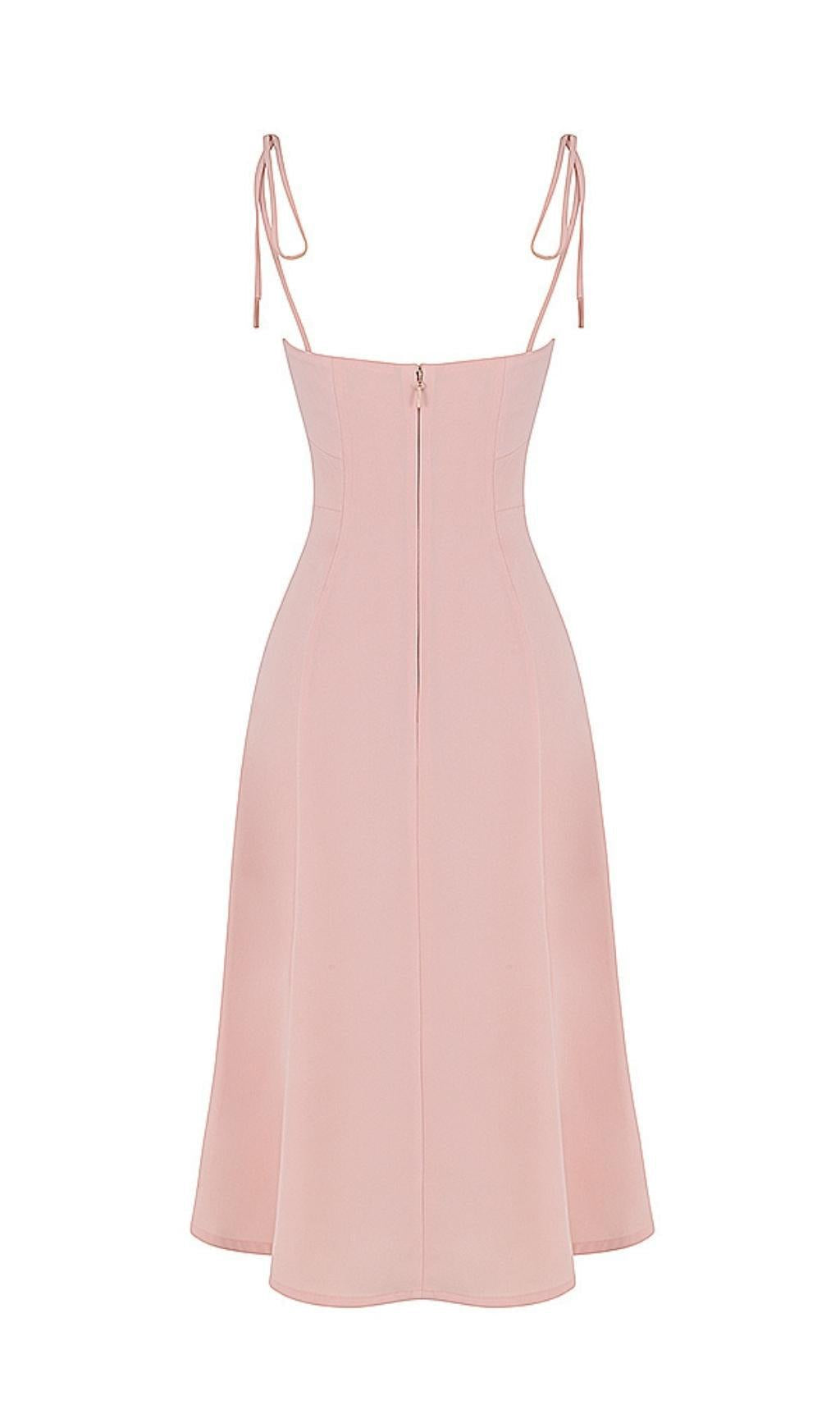 SLIPT MIDI SUN DRESS IN BLUSH PINK