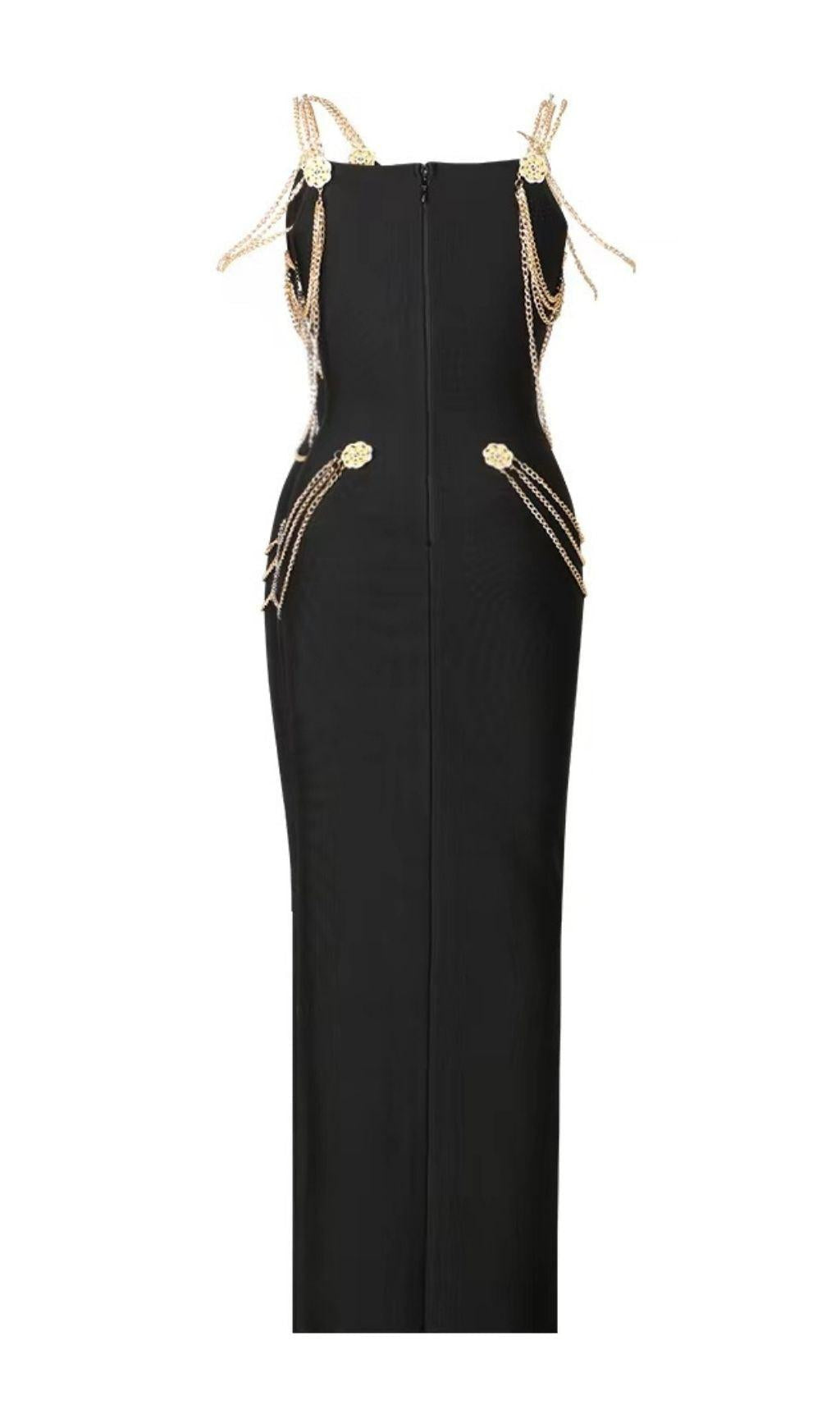 BANDAGE SWEETHEART SPLIT MAXI DRESS IN BLACK