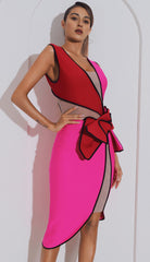 COLOURFUL BANDAGE MIDI DRESS