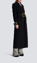 BLACK LONG COAT WITH BELT