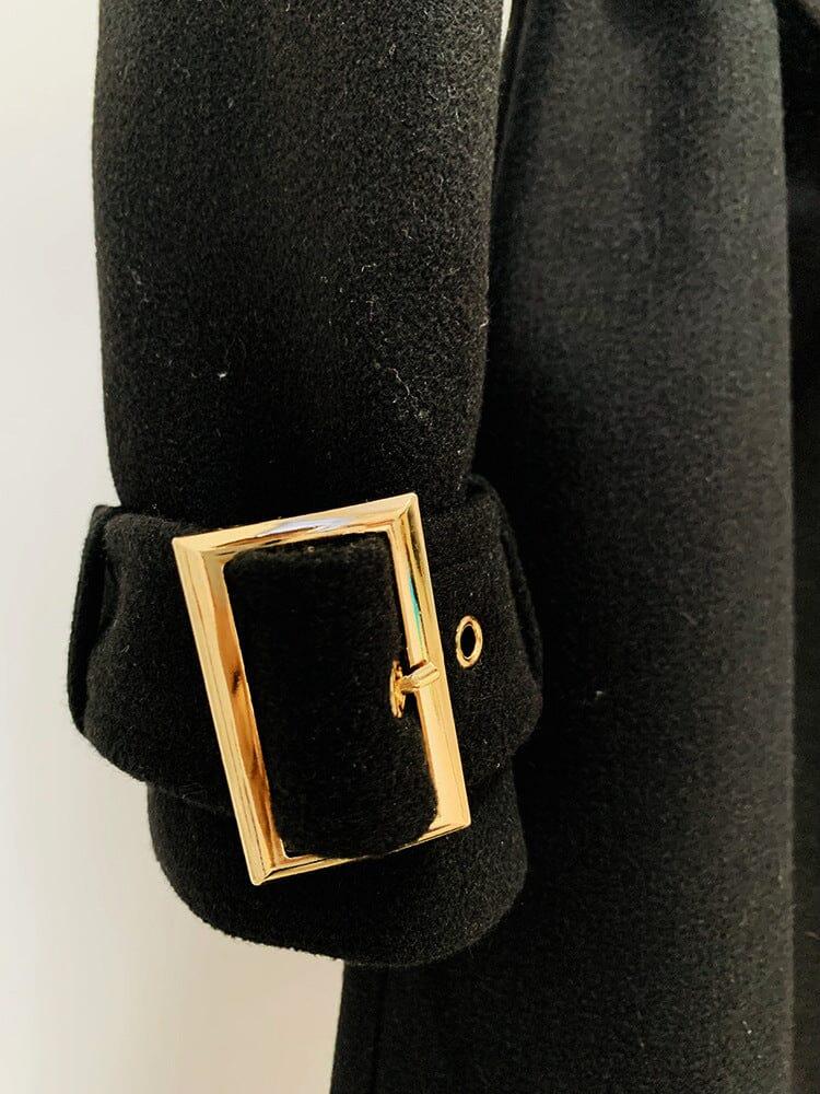 BLACK LONG COAT WITH BELT