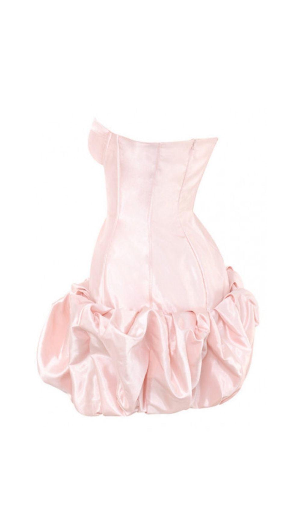 SATIN STRAPLESS MINI DRESS IN PINK