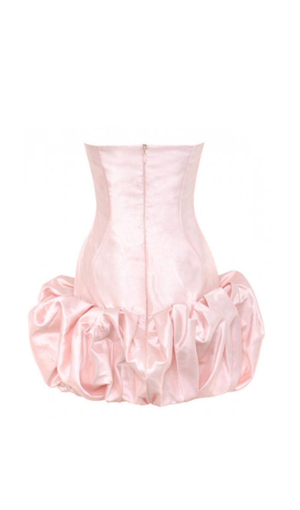 SATIN STRAPLESS MINI DRESS IN PINK